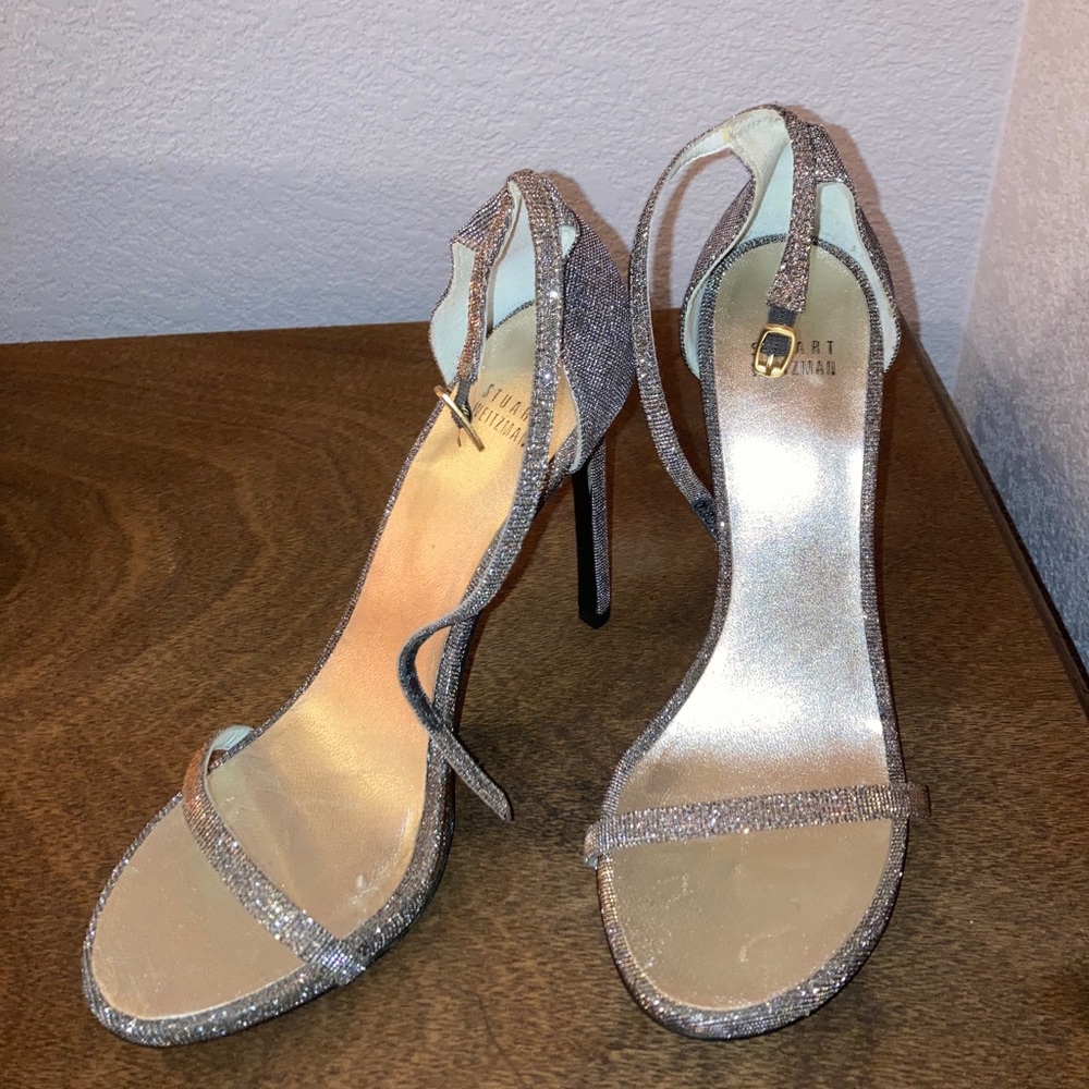 Stuart Weitzman Sparkly Nudist Curve Heel